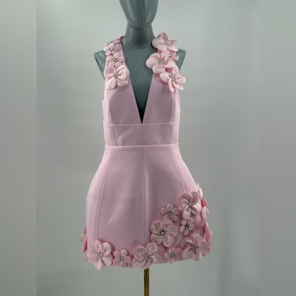🆕 BRONX & BANCO 🧿 NWOT Estelle Floral Mini Dress, Blush Pink - Sz L US 8 - Picture 3 of 17